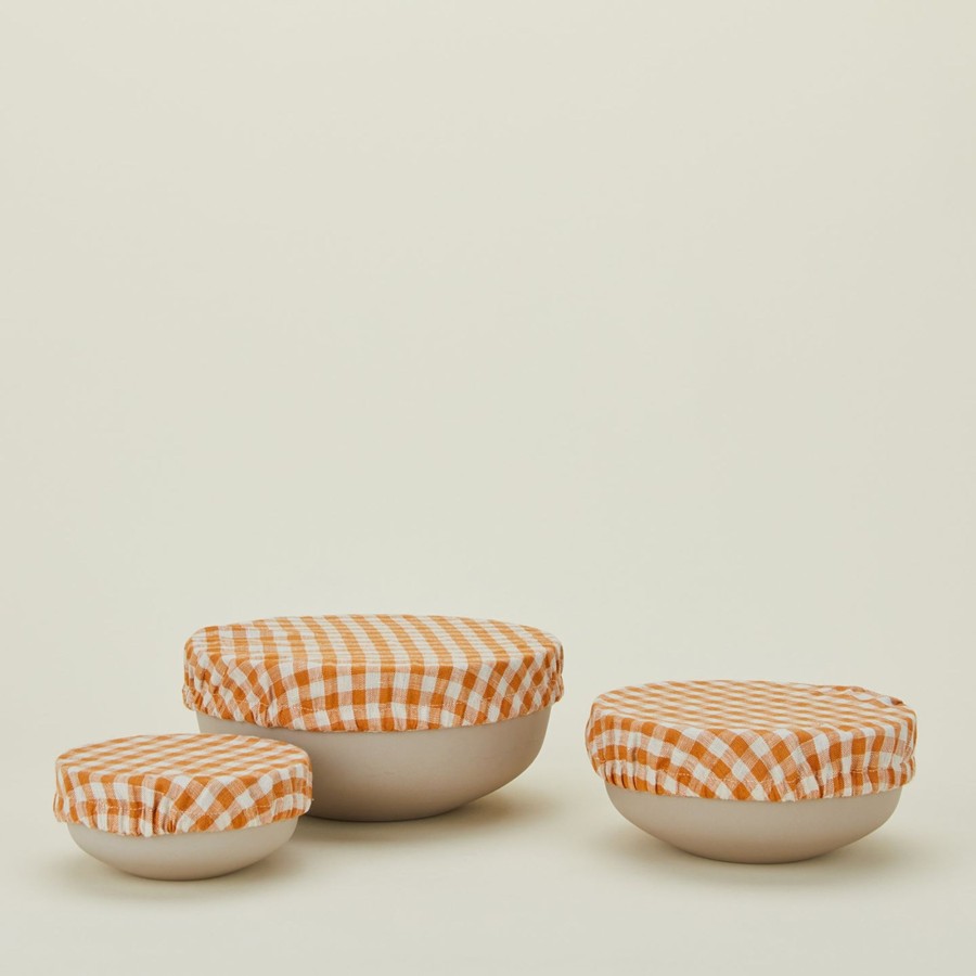 Kitchen & Dining Fog Linen Storage | Linen Bowl Cover, Set Of 3 - Orange