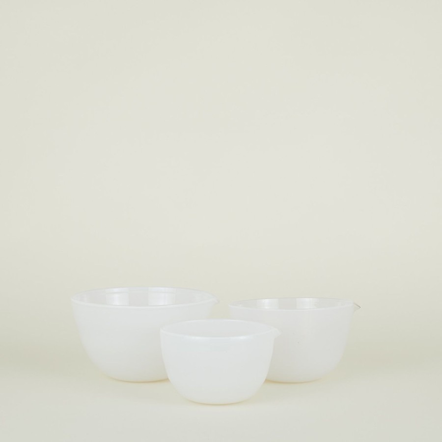 Kitchen & Dining Bow Glass Works Tools & Accessories | Blown Glass Mixing Bowls - White