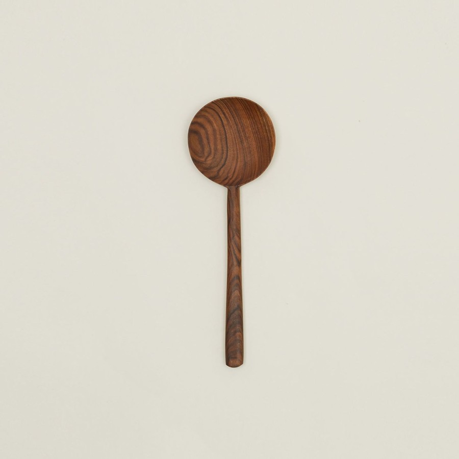 Kitchen & Dining Hawkins New York Serveware | Hand Carved Walnut Large Round Spoon