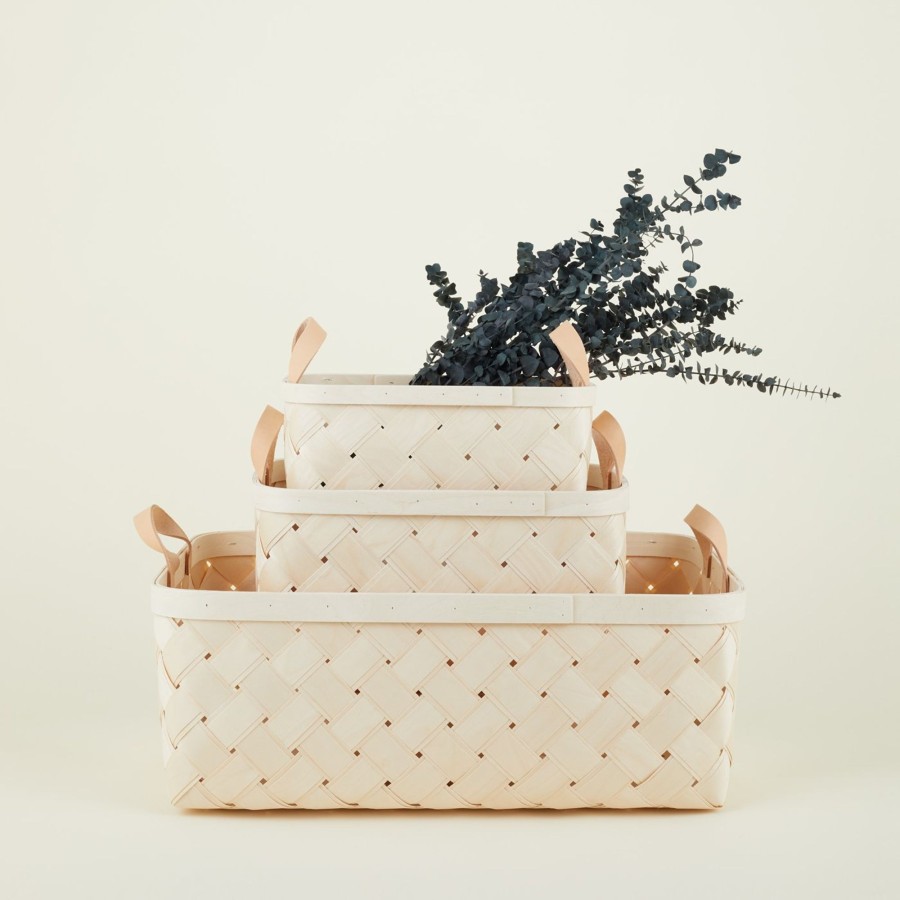 Decor Verso Designs Storage | Birch + Leather Basket