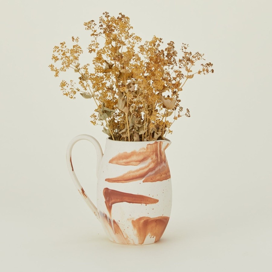 Kitchen & Dining Bloomingville Glassware & Barware | Marbled Stoneware Pitcher